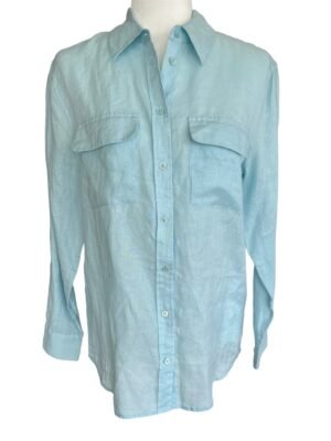 Equipment Robin's Egg Blue Signature Linen Shirt. XS