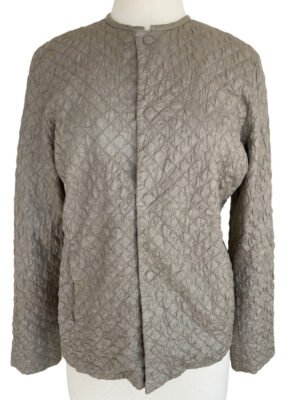 Eileen Fisher Textured Taupe Silk Cardigan with Magnetic Closure. M