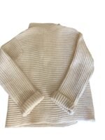 Fisherman Out of Ireland Ivory Wool Blend Chunky Sweater. L