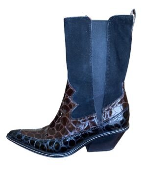 Donald J. Pliner Brown and Black Jinx Western Boots. 7