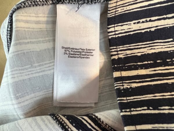 Donna Karan Navy/Tan Bark Stripe Print Dress. S/M