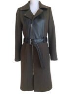 Fala Natasha Belted Leather Trench Coat. S