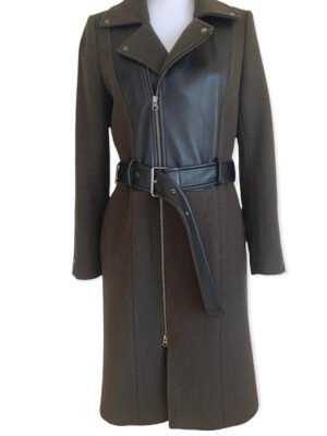 Fala Natasha Belted Leather Trench Coat. S