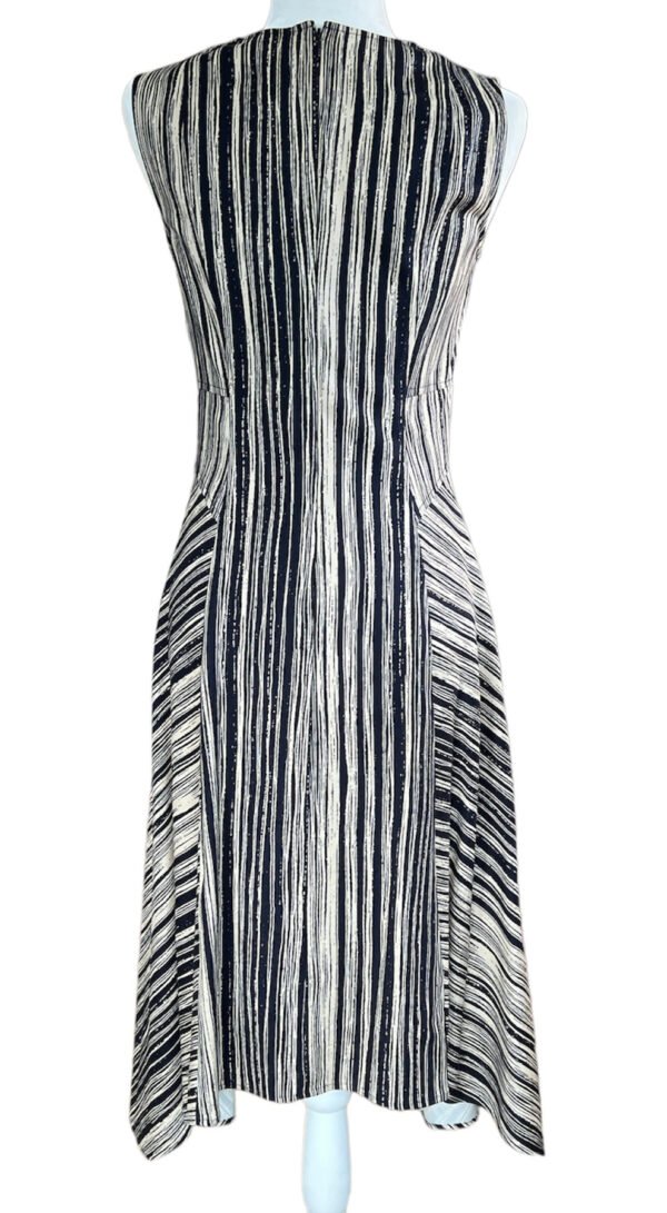 Donna Karan Navy/Tan Bark Stripe Print Dress. S/M